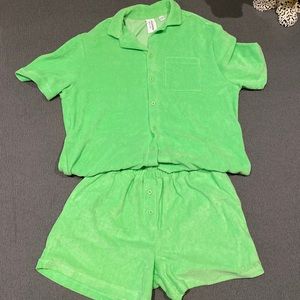 Asos collusion green Terry short set